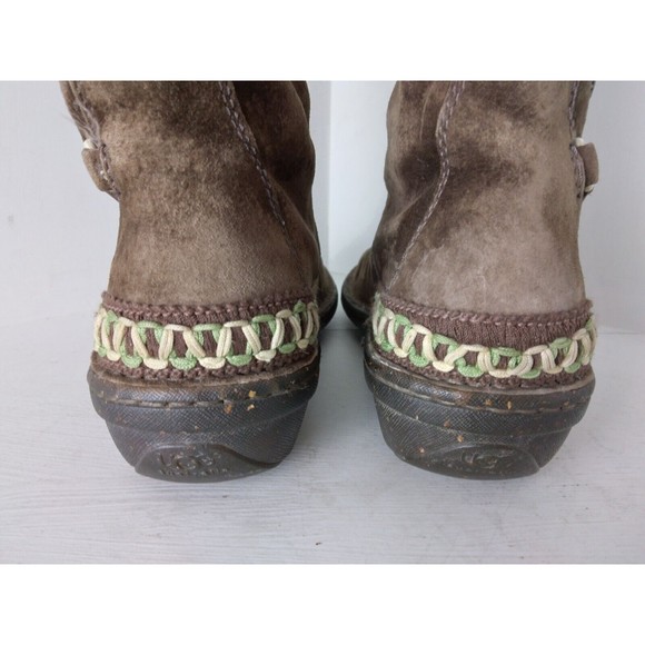 UGG 5183 Kona Dark Brown Leather Sheepskin Elastic Toggle Boots Women's Size 7 - Picture 7 of 9